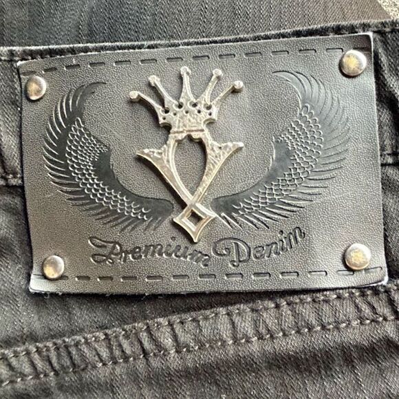 Premium Denim Women's Size 14 Black Straight Leg Cut Cotton Blend Jeans - Picture 11 of 13